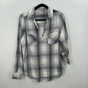 Mudd Plaid Long Sleeve Button Down Ladies Medium NEW